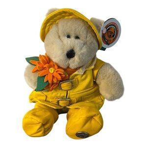 📌8/$16 Starbucks Bearista Bear spring 2002 yellow raincoat orange flowers
